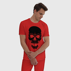 Пижама хлопковая мужская Злобный череп цвета красный — фото 2
