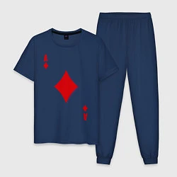 Пижама хлопковая мужская Бубновый туз, цвет: тёмно-синий
