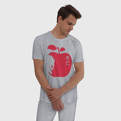 Пижама хлопковая мужская Тетрадь Смерти - Рюк и яблоко, цвет: меланж — фото 2