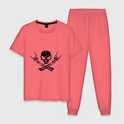 Пижама хлопковая мужская Хардкор, цвет: коралловый