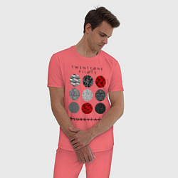 Пижама хлопковая мужская TOP: Blurryface, цвет: коралловый — фото 2