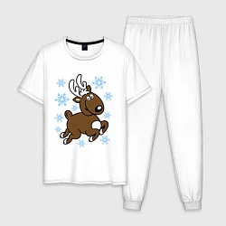 Мужская пижама Олень и снежинки