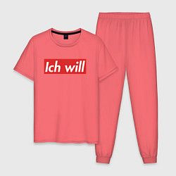Пижама хлопковая мужская Ich will, цвет: коралловый