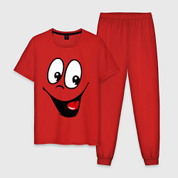 Пижама хлопковая мужская Заразительная улыбка, цвет: красный