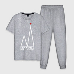 Мужская пижама Москва-белый логотип-2