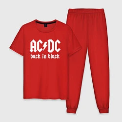 Пижама хлопковая мужская ACDC BACK IN BLACK, цвет: красный
