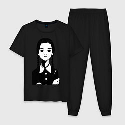 Пижама хлопковая мужская Wednesday Addams, цвет: черный