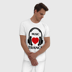 Пижама хлопковая мужская Trance Music is Love, цвет: белый — фото 2