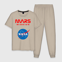 Пижама хлопковая мужская Nasa Mars mission, цвет: миндальный