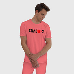 Пижама хлопковая мужская STANDOFF 2 цвета коралловый — фото 2