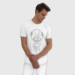 Пижама хлопковая мужская LEON раскраска, цвет: белый — фото 2