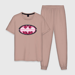 Пижама хлопковая мужская Batgirl, цвет: пыльно-розовый