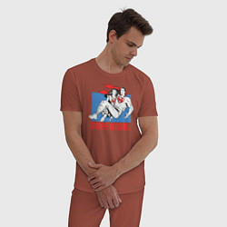 Пижама хлопковая мужская Superman & Supergirl цвета кирпичный — фото 2
