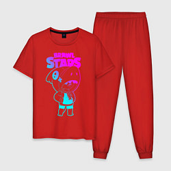 Пижама хлопковая мужская Brawl Stars LEON, цвет: красный