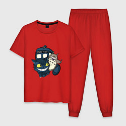 Пижама хлопковая мужская Tardis Totoro, цвет: красный