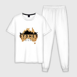 Пижама хлопковая мужская Сидней Австралия, цвет: белый