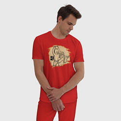 Пижама хлопковая мужская Stone punch цвета красный — фото 2