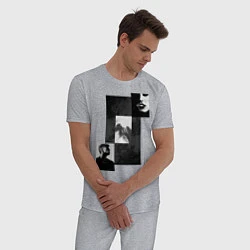 Пижама хлопковая мужская Чёрно-белые фото, цвет: меланж — фото 2