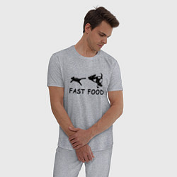 Пижама хлопковая мужская Fast food черный, цвет: меланж — фото 2