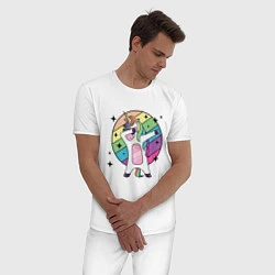 Пижама хлопковая мужская Dab Unicorn, цвет: белый — фото 2