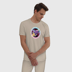 Пижама хлопковая мужская SPACE ROCKET, цвет: миндальный — фото 2