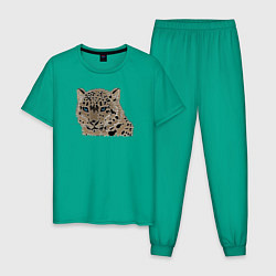 Пижама хлопковая мужская Metallized Snow Leopard цвета зеленый — фото 1