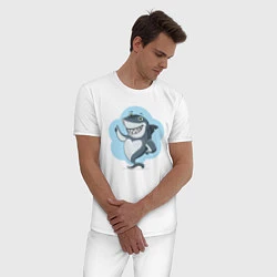 Пижама хлопковая мужская Акула с улыбкой, цвет: белый — фото 2