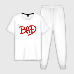 Пижама хлопковая мужская Song BAD, цвет: белый