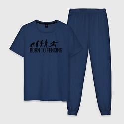 Пижама хлопковая мужская Born to Fencing, цвет: тёмно-синий
