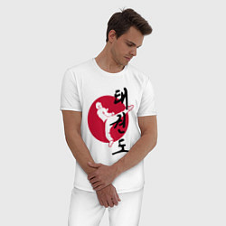 Пижама хлопковая мужская Тхэквондо, цвет: белый — фото 2