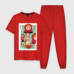 Пижама хлопковая мужская Матрешка, цвет: красный