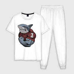 Пижама хлопковая мужская Shark, цвет: белый