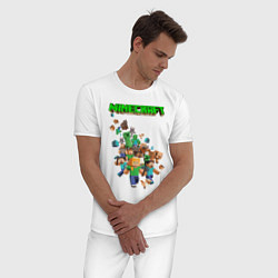 Пижама хлопковая мужская Minecraft, цвет: белый — фото 2
