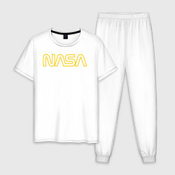 Пижама хлопковая мужская NASA Vision Mission and Core Values на спине, цвет: белый