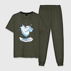 Пижама хлопковая мужская Полярный Медведь цвета меланж-хаки — фото 1
