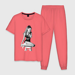 Пижама хлопковая мужская ARIANA GRANDE, цвет: коралловый