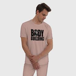 Пижама хлопковая мужская Бодибилдинг, цвет: пыльно-розовый — фото 2