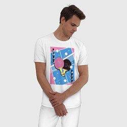 Пижама хлопковая мужская Ping pong, цвет: белый — фото 2