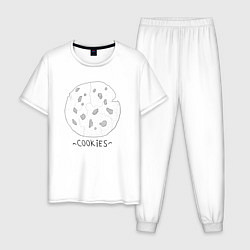 Пижама хлопковая мужская Cookies, цвет: белый