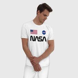 Пижама хлопковая мужская NASA НАСА, цвет: белый — фото 2