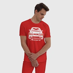Пижама хлопковая мужская Honda Accord CF, 6 поколение, цвет: красный — фото 2