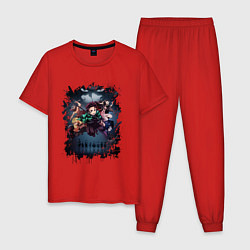 Пижама хлопковая мужская KIMETSU NO YAIBA, цвет: красный