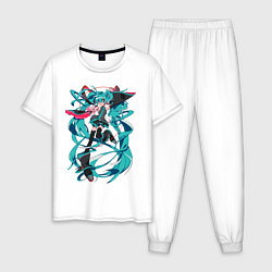 Пижама хлопковая мужская Hatsune Miku Expo, цвет: белый