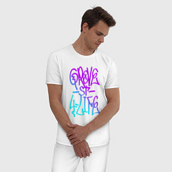 Пижама хлопковая мужская GROVE STREET 4 LIFE, цвет: белый — фото 2