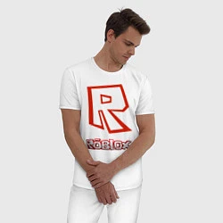 Пижама хлопковая мужская R, цвет: белый — фото 2