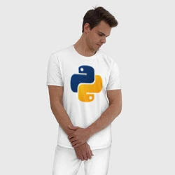 Пижама хлопковая мужская Python, цвет: белый — фото 2