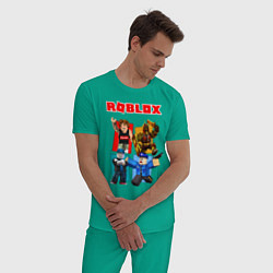 Пижама хлопковая мужская ROBLOX, цвет: зеленый — фото 2