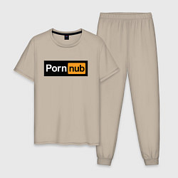Пижама хлопковая мужская PornNub, цвет: миндальный