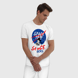 Пижама хлопковая мужская Space trip, цвет: белый — фото 2