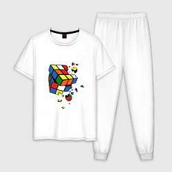 Пижама хлопковая мужская Кубик Рубика, цвет: белый